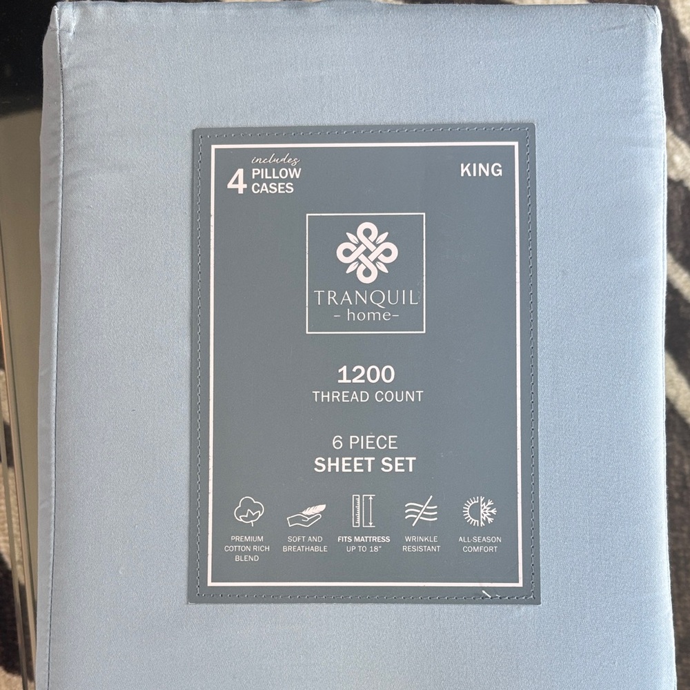 King 6-Piece Sheet Set in Soft Blue